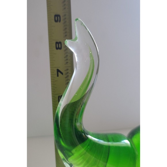 Art Glass Elephant  Vintage Green Murano Style  Figurine Trunk Up heavy 3 Lb 9" - Picture 4 of 11